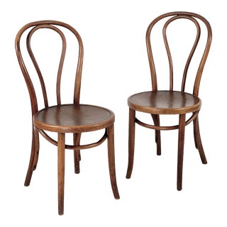 Antique 1910s Pair of 2 Bentwood Cafe Side Chairs by J & J Kohn and Mundus For Sale
