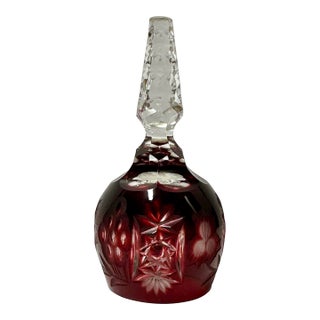 Vintage Mid 20th Century Ruby Red Cut to Clear Crystal Dinner Bell For Sale