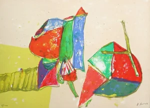 1971 Daniel Humair Composition V Lithograph