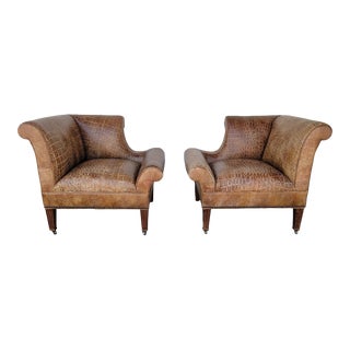 Vintage Set of Two Leather Club Chairs For Sale
