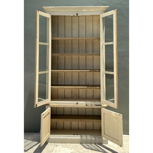 Late 20th Century Vintage Distressed Wood and Glass Tall Cabinet For Sale - Image 5 of 14
