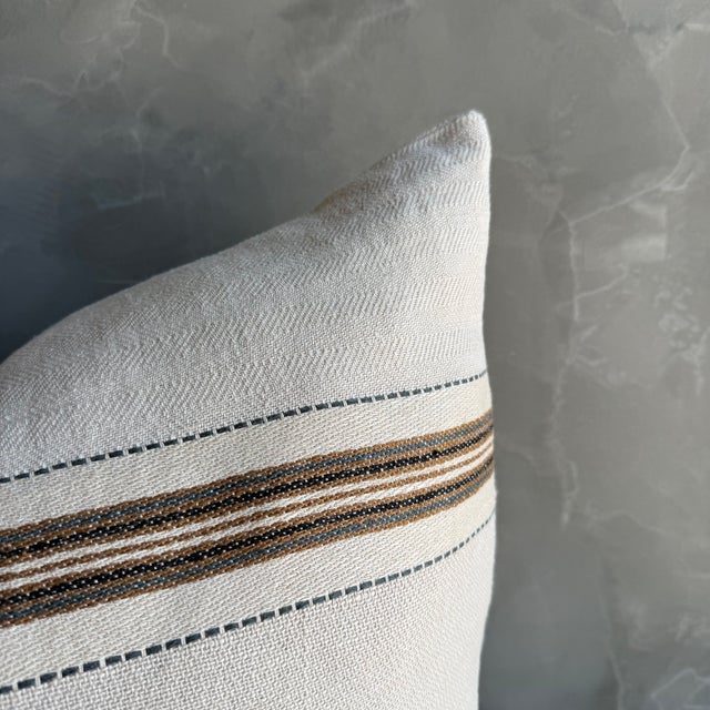 Brown Libeco Home Tinos 100% Linen Stripe Pillow With Down Insert For Sale - Image 8 of 8