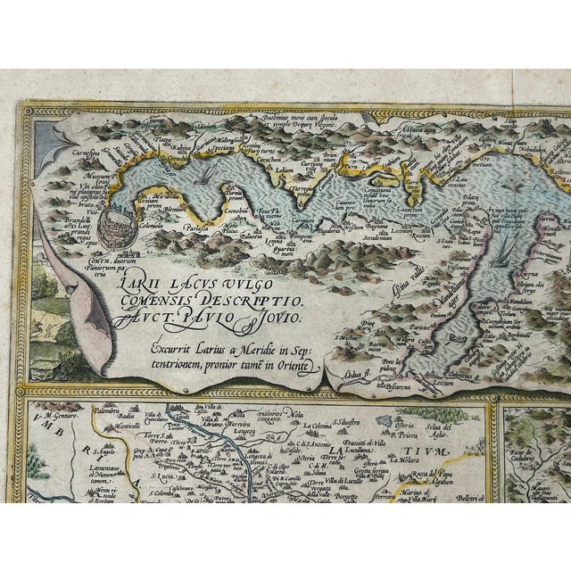 Double-Page Map of Lake Como by Abraham Woertels, 1579 For Sale - Image 4 of 6