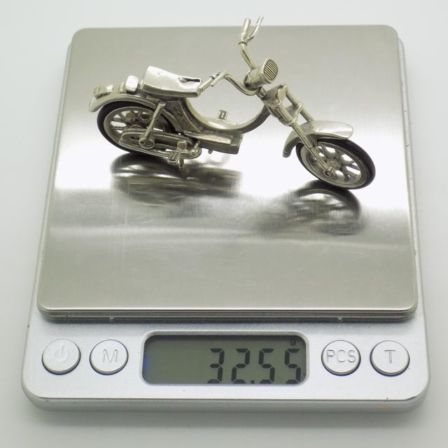 Silver Vintage Italian Handmade Genuine Silver Moped Scooter Large Figurine, 1970s For Sale - Image 8 of 12