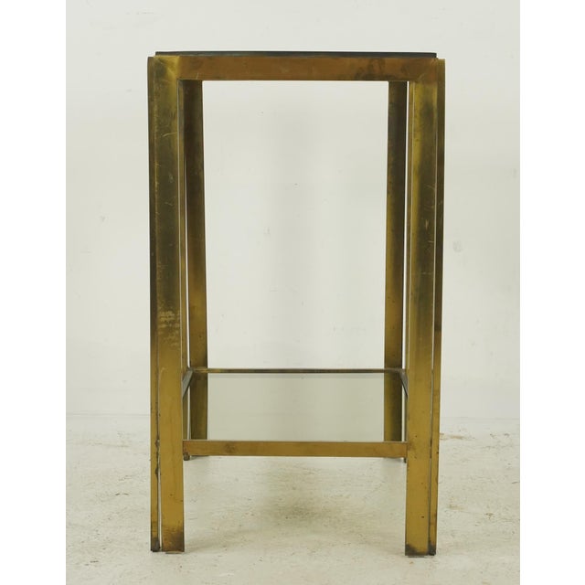 Pair of Vintage Mid Century Italian Brass Smoked Glass Side Tables For Sale - Image 9 of 9