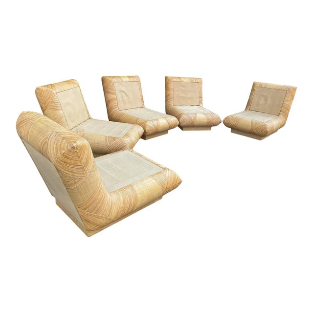 Mid-Century Modern 1970s Vintage Modular Rattan 3 Piece Sofa Chairs in the Style of Gabriella Crespi - Set of 3 For Sale - Image 3 of 8
