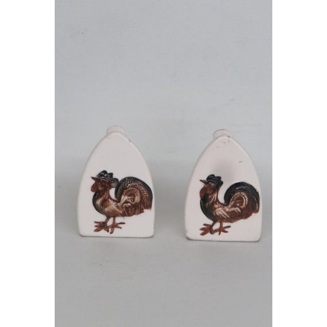 Mid 20th Century Iron Shaped Salt and Pepper Shaker 2 Pair With Rooster Motif For Sale - Image 10 of 13
