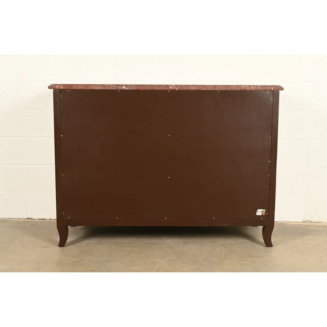Ralph Lauren French Provincial Louis XV Carved Walnut Marble Top Commode or Chest of Drawers For Sale - Image 16 of 17