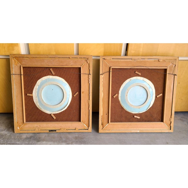 Charming 18th Century Pair of Canton Blue and White Ceramic Plates - Framed For Sale In San Diego - Image 6 of 9