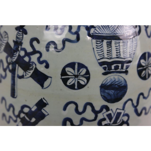 Early 20th Century Chinese Celadon Blue and White Vase Lamp For Sale In New York - Image 6 of 9