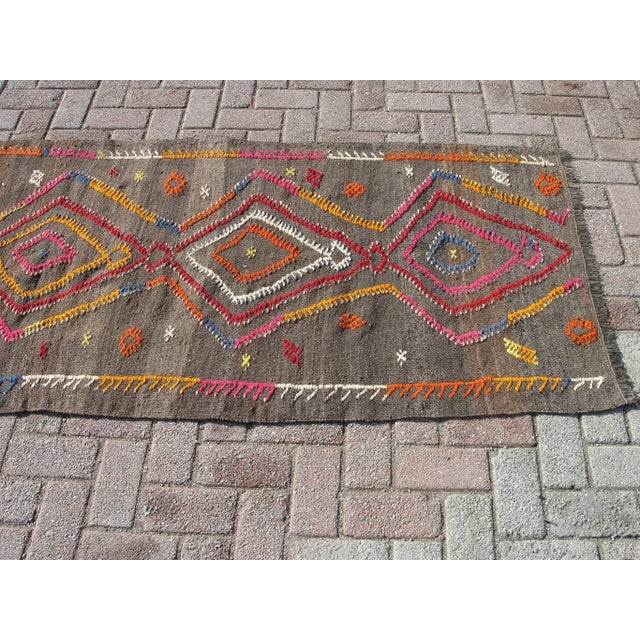 Textile Vintage Turkish Kilim Runner Rug , Area Kilim for Livingroom,Bedroom , For Sale - Image 7 of 11