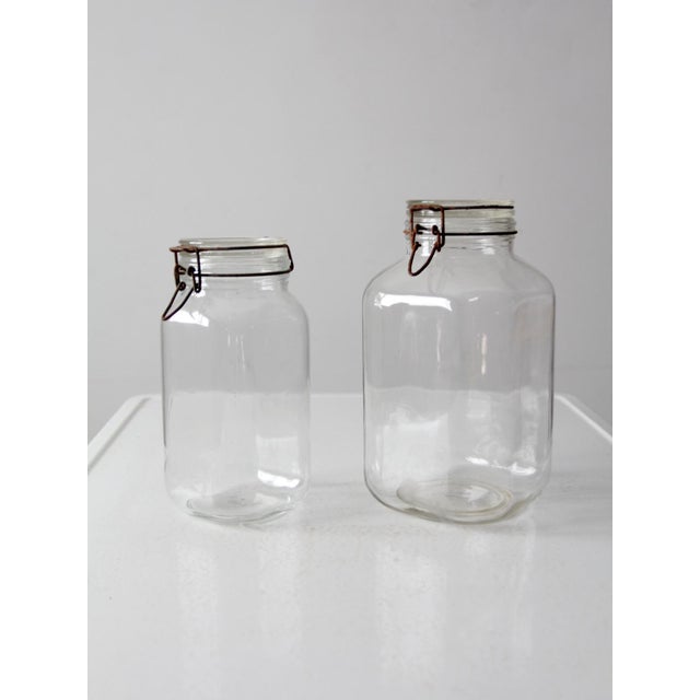 Farmhouse Vintage Italian Ermetico Glass Jars Pair For Sale - Image 3 of 9