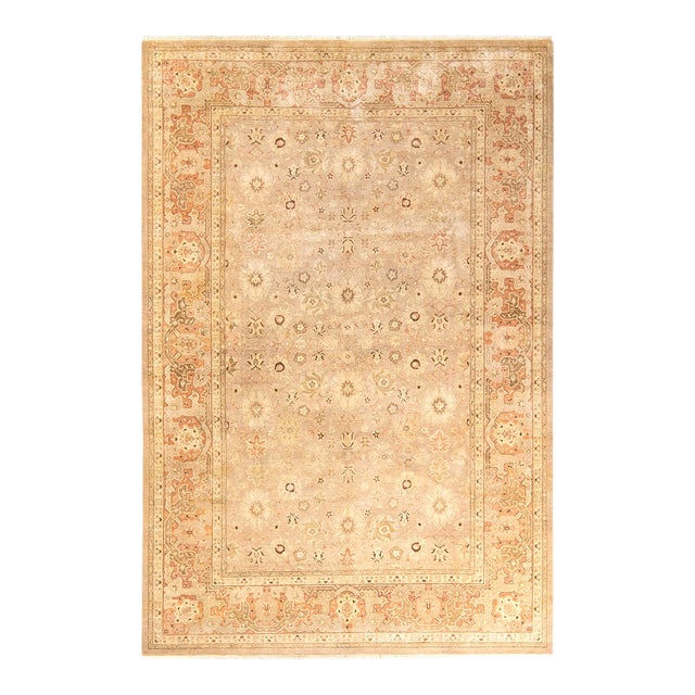 Mogul, One-of-a-Kind Hand-Knotted Area Rug - Light Gray, 6' 2" x 9' 4" For Sale
