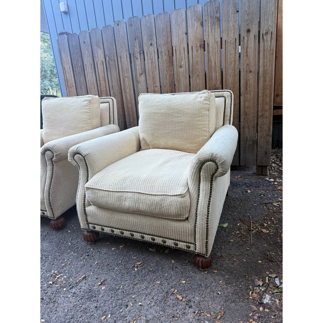 1980s Ralph Lauren by Henredon Down-Filled Lounge Chairs, Pair For Sale - Image 12 of 17