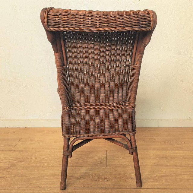Art Nouveau Armchair in Rattan & Bamboo, 1900s For Sale - Image 4 of 11