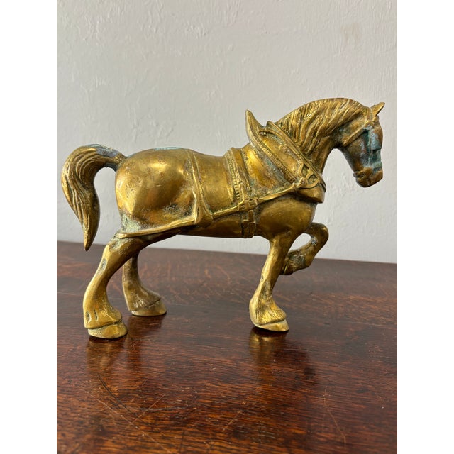 English Vintage English Brass Horse For Sale - Image 3 of 6