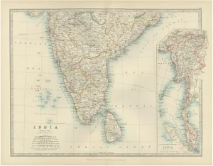 Antique Map of Southern India and South Eastern Provinces, 1903