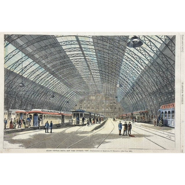 Grand Central Station New York City Framed Pair (Interior & Exterior Views), 1872 For Sale - Image 4 of 8