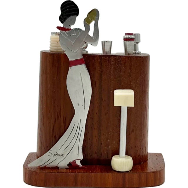 Signed Sudre Art Deco Cocktail Pick Set — Female Bartender, Paris For Sale - Image 11 of 12