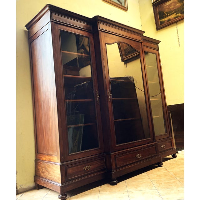 Wood Monumental Study Wardrobe in Mahogany, 1900 For Sale - Image 7 of 18