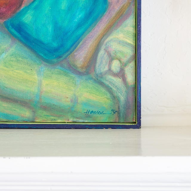 Fauvist Painting of a Living Room Interior Still Life Signed Henson For Sale - Image 6 of 10