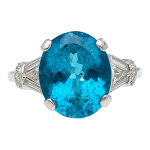 5.87 Carat Apatite and Diamond Platinum Cocktail Ring Size 6