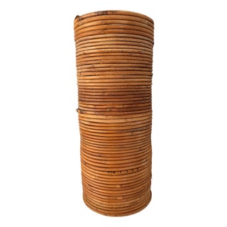 Vintage Italian Rattan Umbrella Stand 1960's Boho Pencil Reed Mid Century Modern For Sale