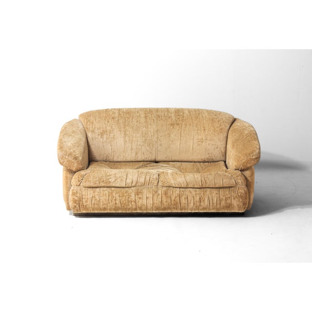Italian 2-Seater Sofa in Beige Velvet, 1970s For Sale - Image 4 of 12