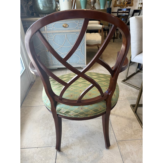 Kindel Furniture Pair of Kindel Mahogany Hepplewhite Style Arm Chairs For Sale - Image 4 of 8