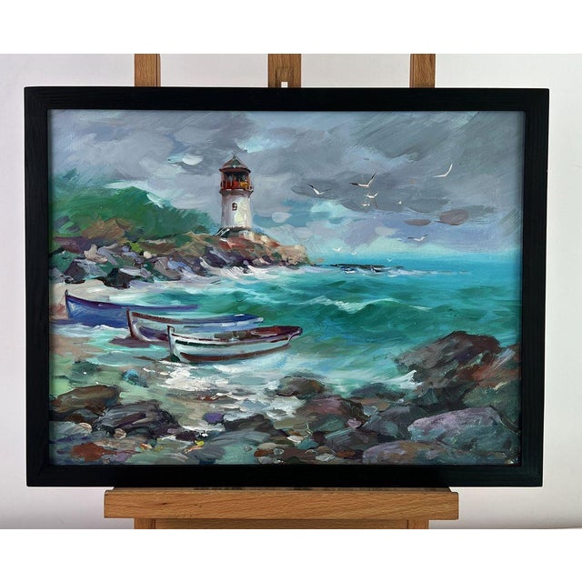 *** ABOUT THIS PAINTING *** * TITLE: ""On the Lighthouse Shore Before the Storm"" * ARTISTS: Yuriy Suprunchuk * SIZE:...