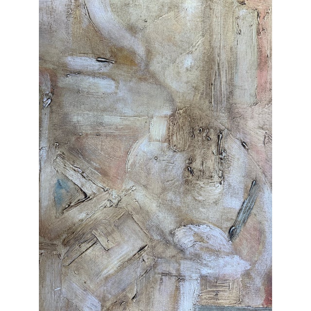 Abstract 2006 SCB Abstract Plaster & Encaustic Painting, 18" X 24" – Signed Textural Modern Work in Muted Palette For Sale - Image 3 of 3