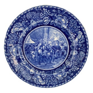 Antique Blue and White Plate "Don't Give Up the Ship" Made in England 1895-1910 For Sale