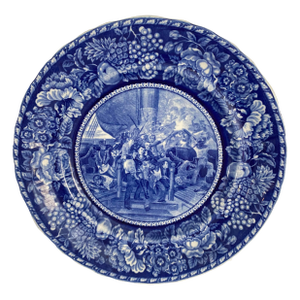 Antique Blue and White Plate "Don't Give Up the Ship" Made in England 1895-1910