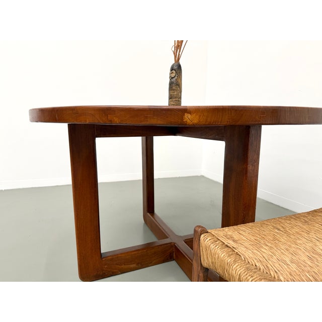 Vintage Round Table in Elm, 1950s For Sale - Image 9 of 18