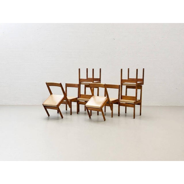Beige Scandinavian Dining Chair in Walnut and Leather, 1960s For Sale - Image 8 of 18
