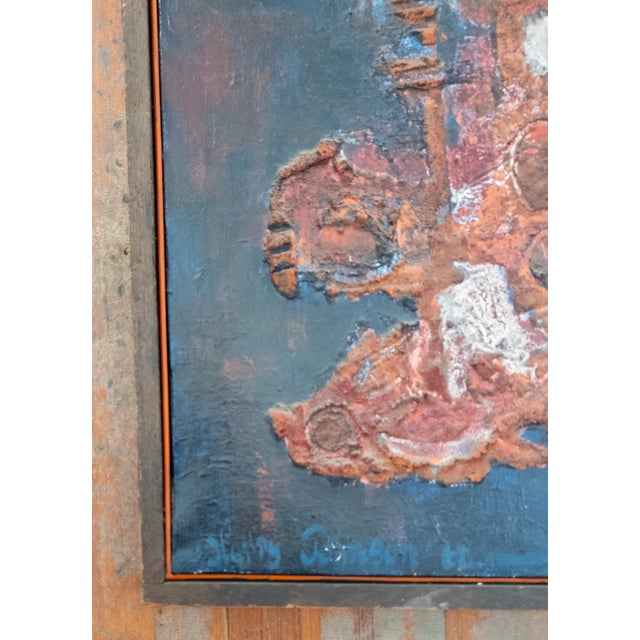 1960s Mid-Century Century Modern Abstract Painting Signed For Sale - Image 5 of 10