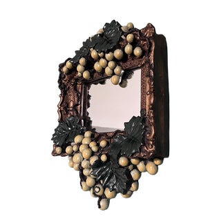 Decorative Gilt Framed Mirror with Embossed Grape Bunches For Sale