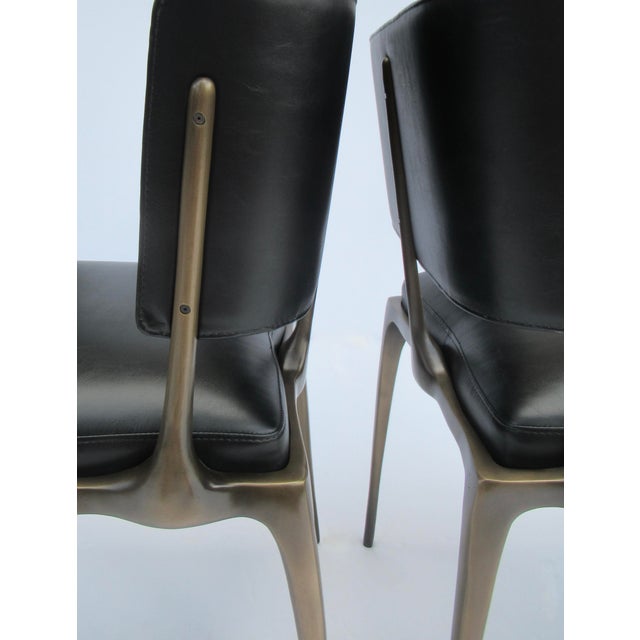 C.1998-99 French Paul Mathieu(Design) for Holly Hunt Showrooms -"Reve" Bronze & Leather Side/Occasional Chairs -Pair For Sale - Image 13 of 18