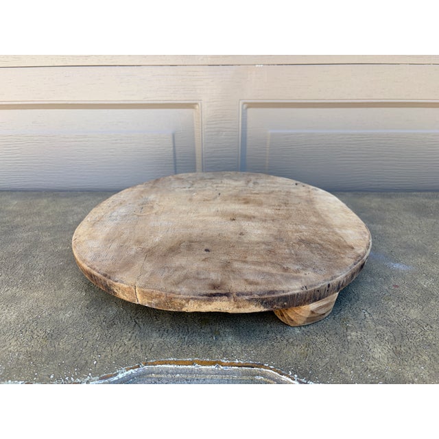 19th Century Hand-Carved Round Wooden Cutting Board For Sale - Image 9 of 12