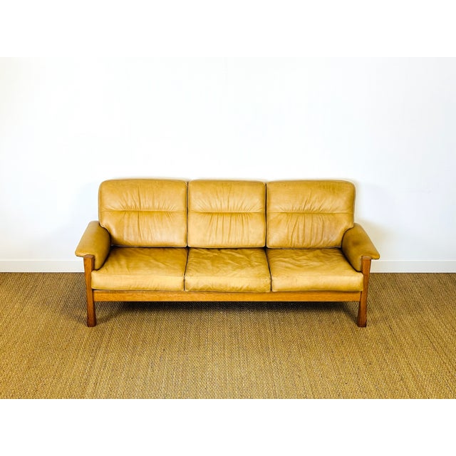 Scandinavian Living Room Set in Leather and Oak in the style of Pierre Chapo, 1960s, Set of 3 For Sale - Image 12 of 18