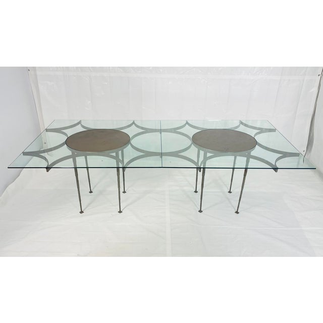 1970s Architectural Glass Dining Table With Sculptural Metal Base, Usa, 1970s For Sale - Image 5 of 18