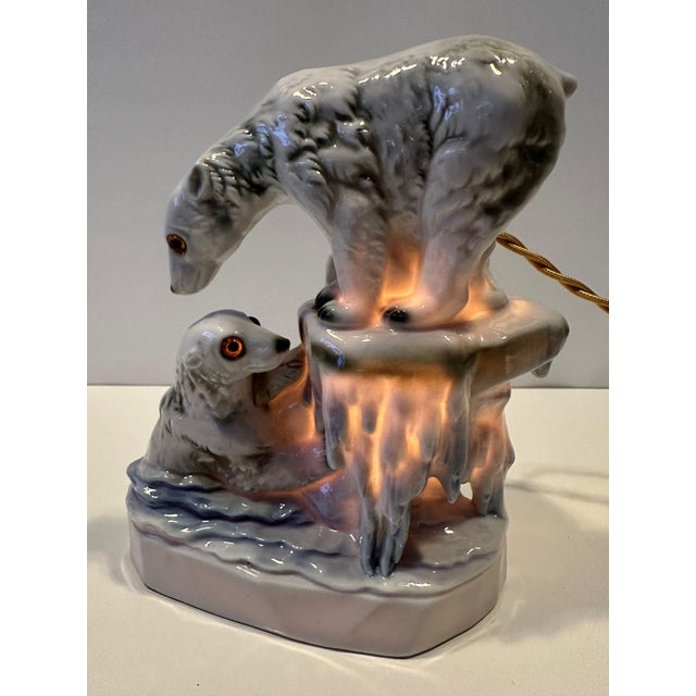 Art Deco Polar Bears Lamp, 1930s For Sale - Image 4 of 17