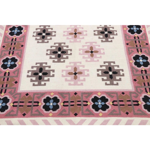 Vintage Romanian Geometric Kilim Rug - 04'01 X 06'00 For Sale - Image 4 of 9