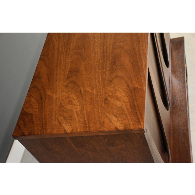 Brown 1960s Refinished Broyhill Brasilia Walnut Tall Mid Century Dresser For Sale - Image 8 of 12