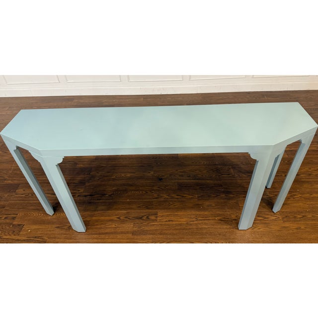 Highland House Contemporary Light Blue Console Table by Highland House For Sale - Image 4 of 13