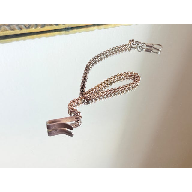 Vintage Victorian/Edwardian Revival Copper Chatelaine Chain v Belt Hook Watch Chain, 1960s For Sale - Image 13 of 17