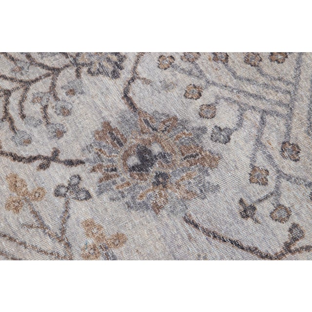 Gray Apadana's Artisan Collection Handmade Floral Wool Rug For Sale - Image 10 of 11