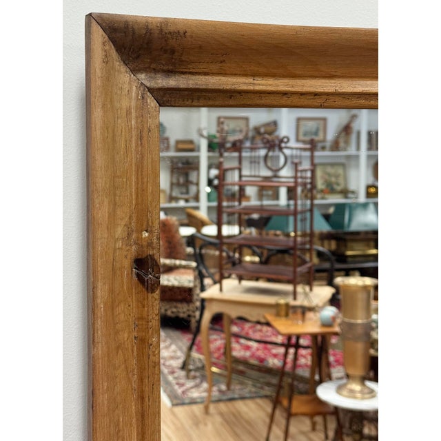 Mid 19th Century Antique Primitive Wood Framed Wall Mirror For Sale - Image 5 of 6
