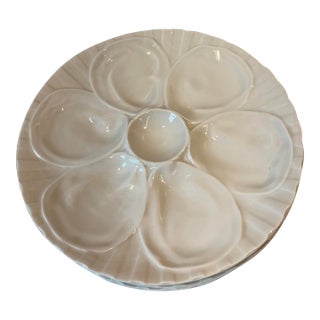 Vintage French Pillivuyt Ivory Oyster Plate For Sale