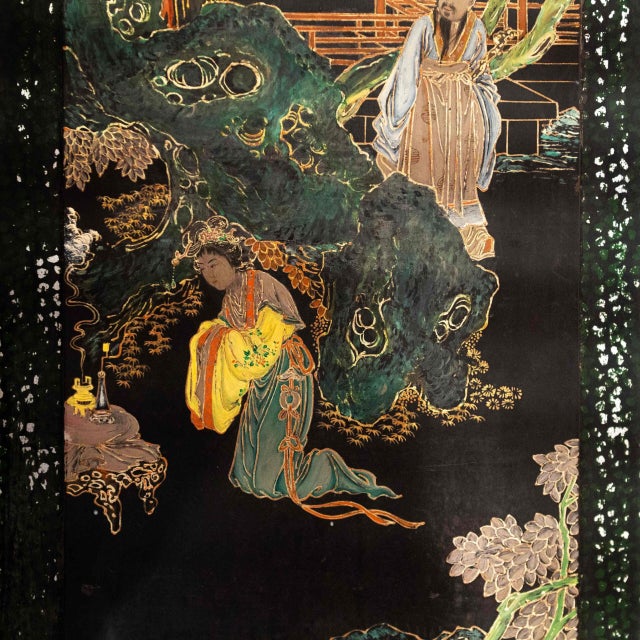 Vintage Lacquered Chinese Panel, 1970s For Sale - Image 3 of 6